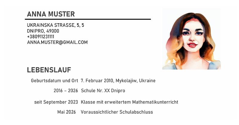 Lebenslauf example