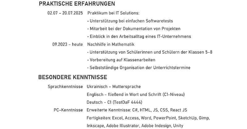 Praktische Erfarungen