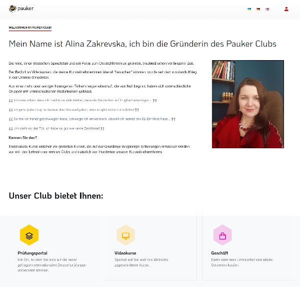Seite pauker-club.com Deutsche Version