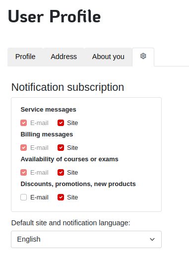 Notification and Site Language Settings