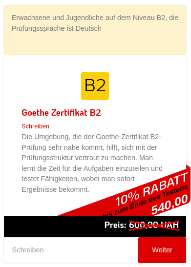 Goethe Zertifikat B2 - Screiben - 13.8 EUR